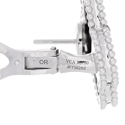 Van Cleef & Arpels 18K White Gold Grey Mother of Pearl Magic Alhambra Earrings 4 of 5