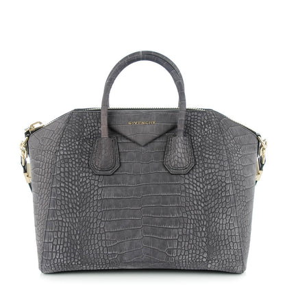 Givenchy Nubuck Crocodile Embossed Medium Antigona Dark Grey 1 of 7