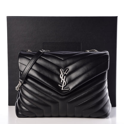 Saint Laurent Calfskin Y Quilted Monogram Medium Loulou Chain Satchel Black 9 of 9