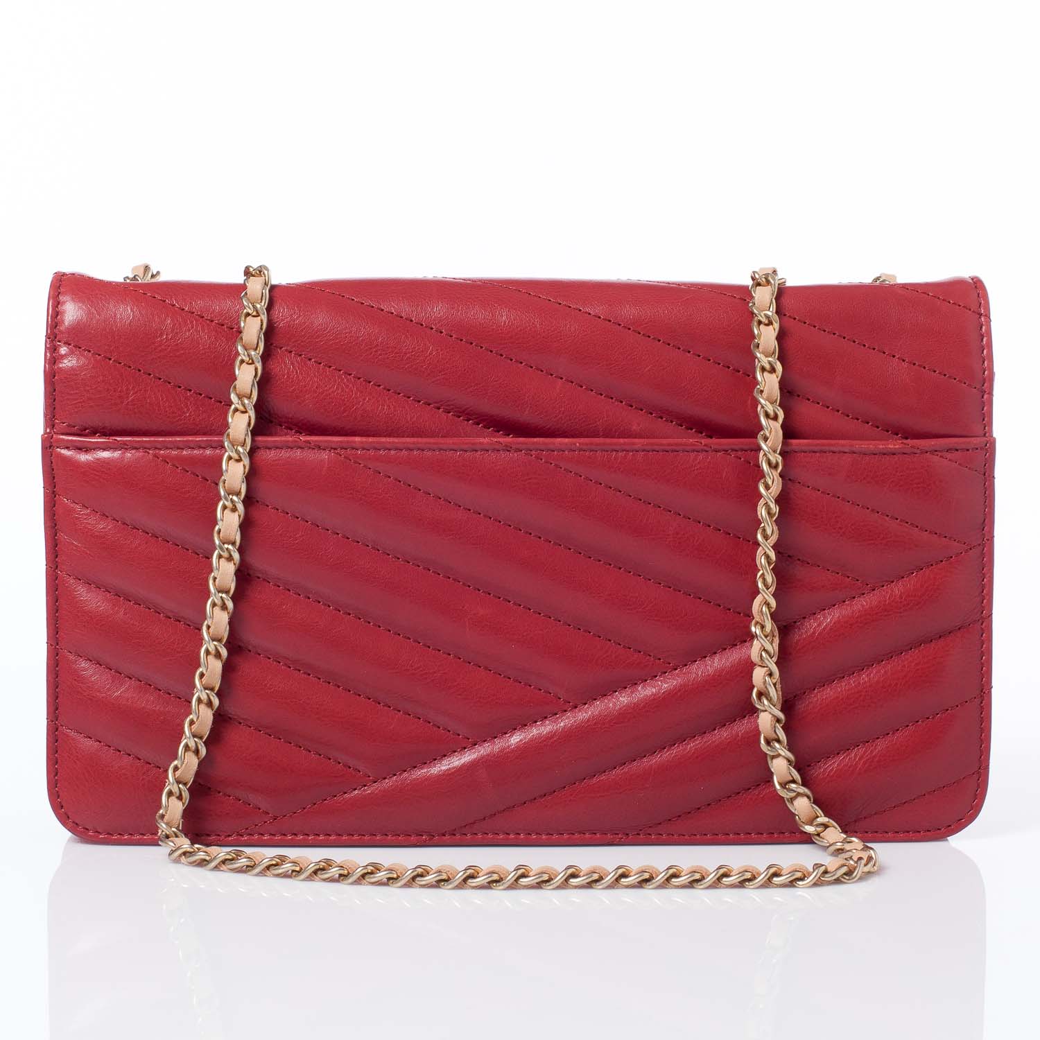 Chanel Calfskin Gabrielle Chevron Flap Red 4 of 10