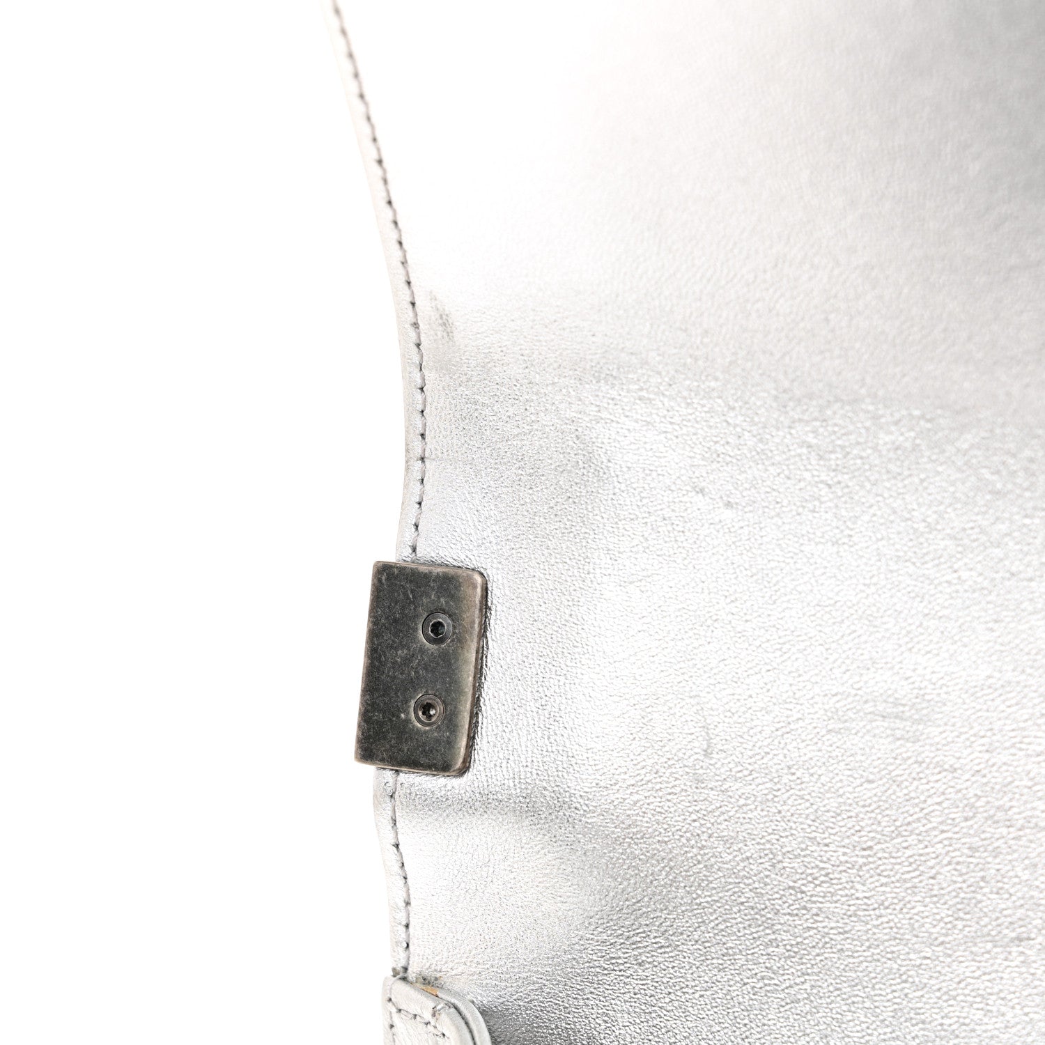 Chanel Metallic Lambskin Embellished Medium Boy Flap Silver 12 of 14