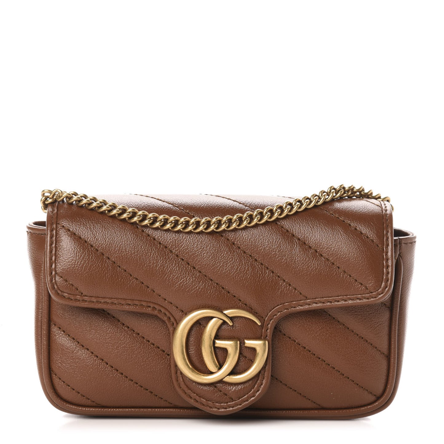 Azalea Calfskin Matelasse Diagonal Super Mini GG Marmont Shoulder Bag Cuir