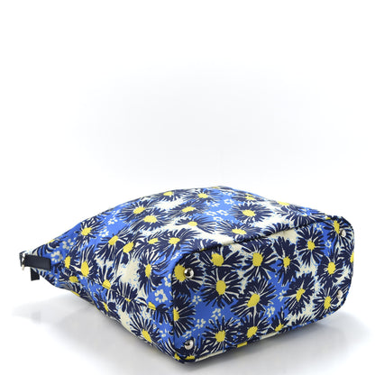 Prada Tessuto Nylon Saffiano Floral Print Tote Bluette Dis Primule 3 of 9