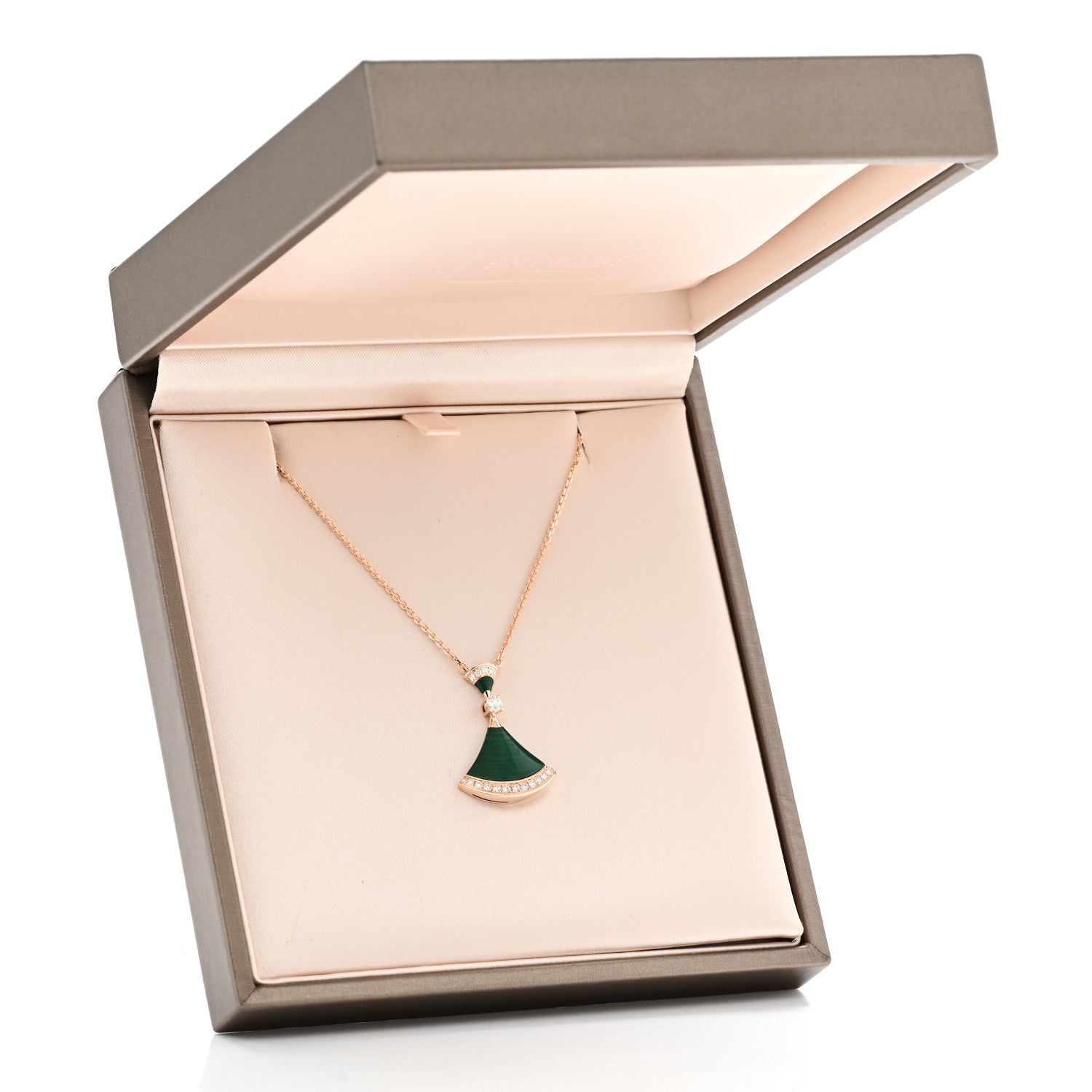 Bulgari 18K Rose Gold Diamond Malachite Divas' Dream Pendant Necklace 5 of 5