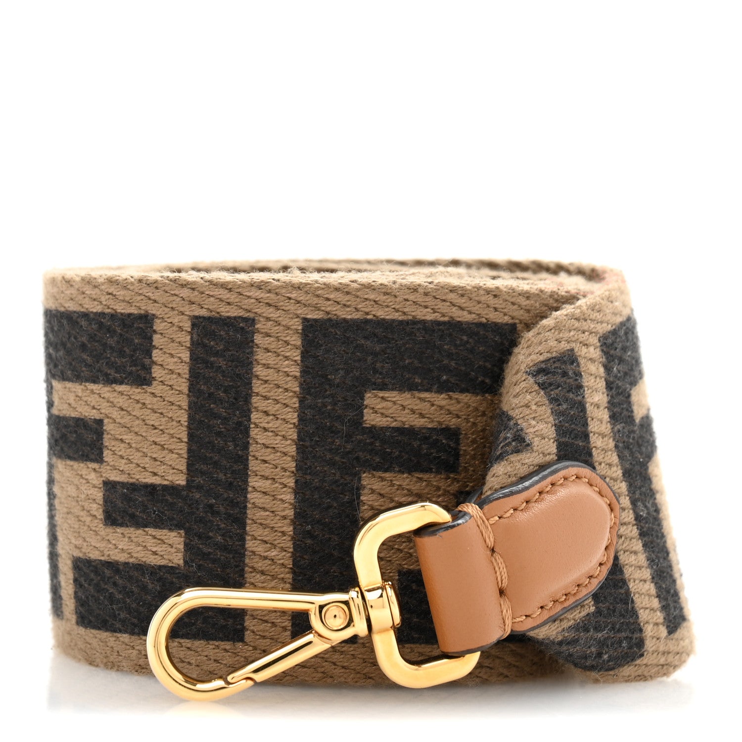 Fendi Canvas Calfskin FF 1974 Strap You Fango Marrone Cuoio 1 of 7