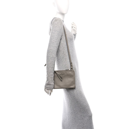 Prada Vitello Daino Double Zip Crossbody Bag Argilla 2 of 9