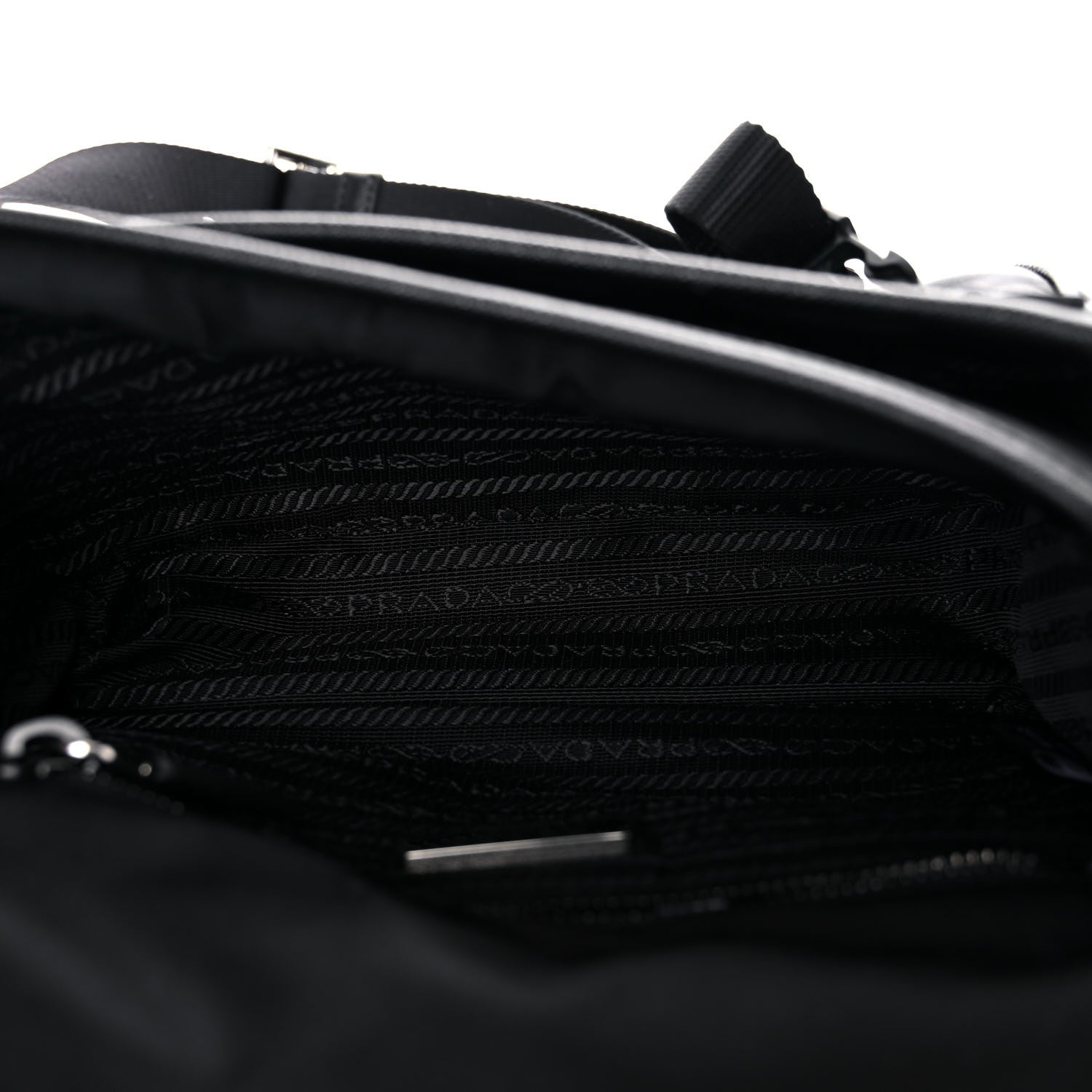 Prada Re-Nylon Saffiano Pocket Double Snap Buckle Shoulder Bag Black 6 of 13