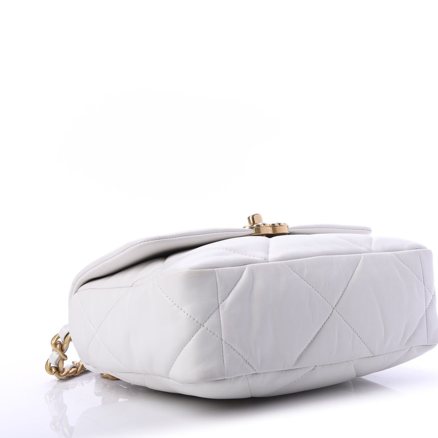 Goatskin Quilted Medium 19 Flap White