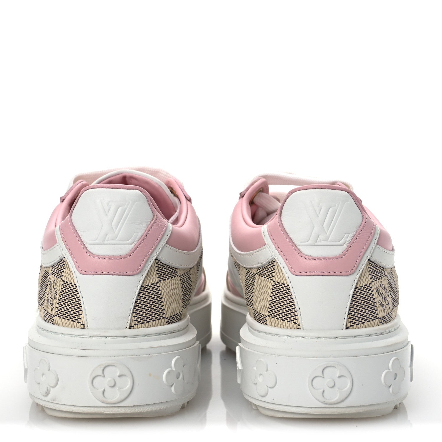 Louis Vuitton Monogram Embossed Calfskin Damier Azur Time Out Sneakers 36 Rose Clair Pink 6 of 13