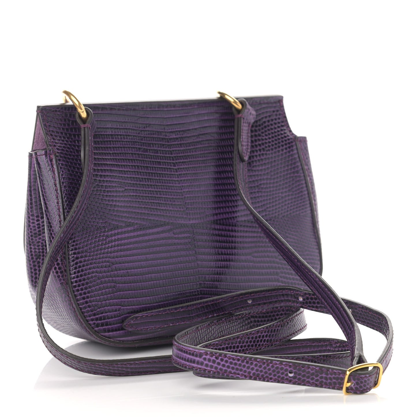 Lizard Embossed Calfskin Amberley Satchel Purple