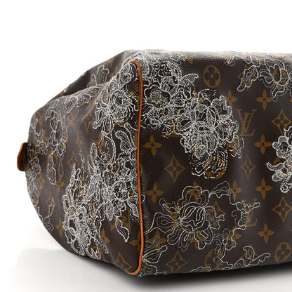 Louis Vuitton Monogram Dentelle Speedy 30 Silver 8 of 9