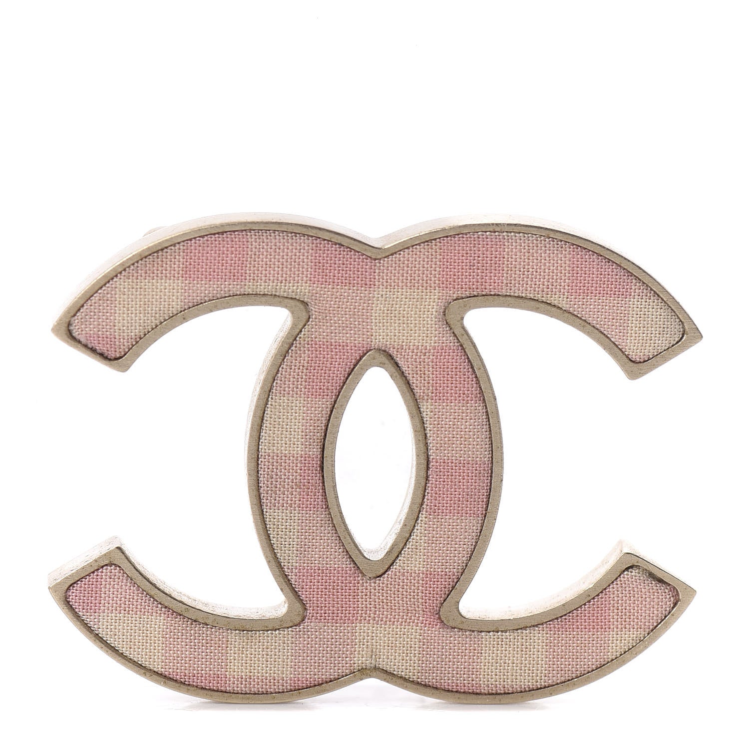 Chanel Enamel Plaid CC Brooch Pink Gold 1 of 3