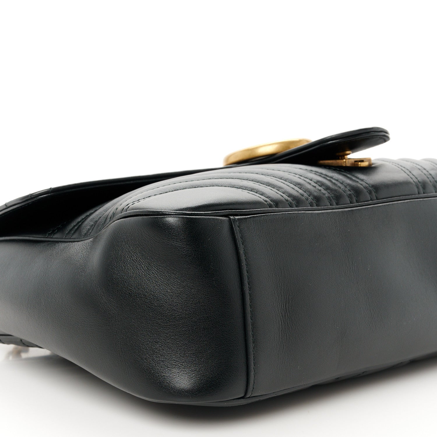 Gucci Calfskin Matelasse Large GG Marmont Shoulder Bag Black 10 of 11