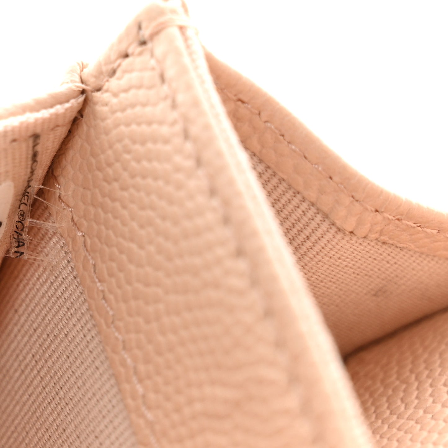 Caviar Quilted Flap Card Holder Wallet Light Beige