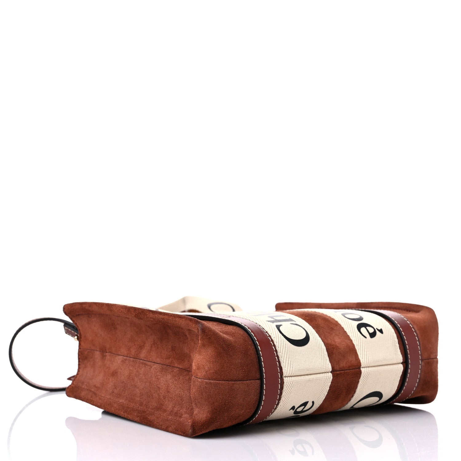 Chloe Suede Calfskin Small Woody Ribbon Tote Sepia Brown 4 of 14