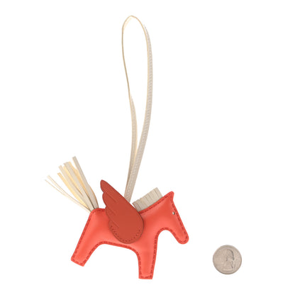 Hermes Milo Lambskin Grigri Rodeo Pegase Horse Bag Charm PM Orange Poppy Craie Terre Battue 2 of 4