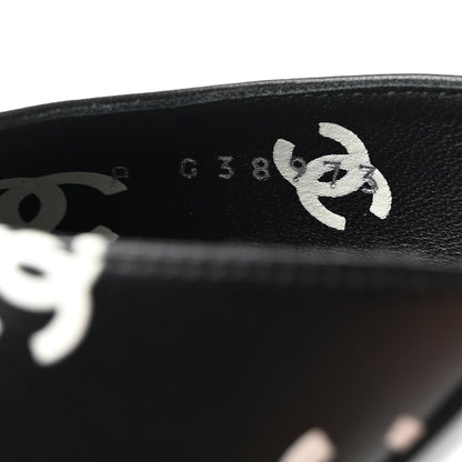 Chanel Printed Lambskin CC Sandals 39.5 Black White 8 of 9