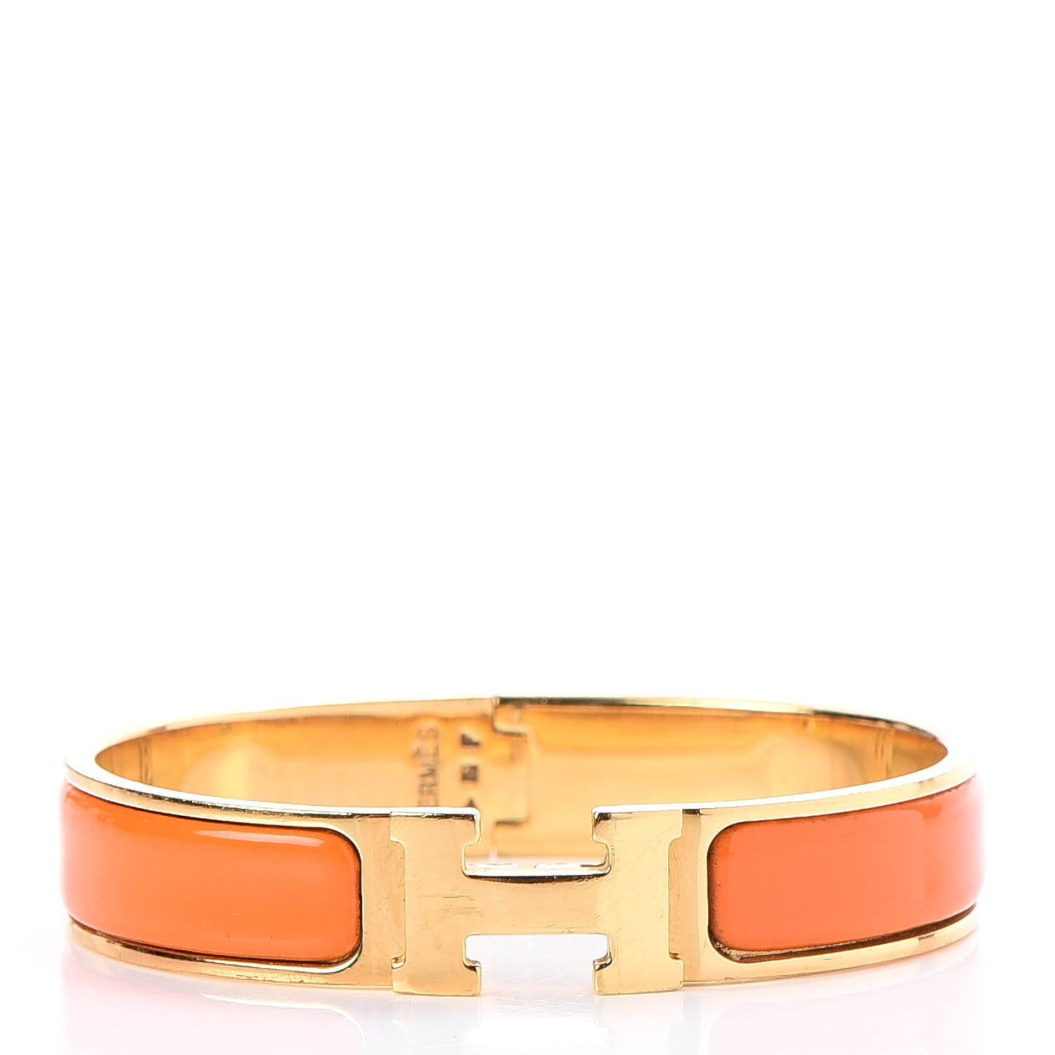 Hermes Enamel Narrow Clic Clac H Bracelet PM Orange 1 of 6