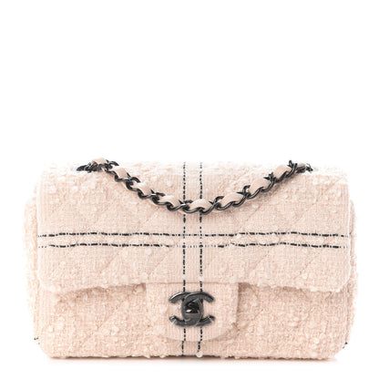 Chanel Tweed Quilted Mini Rectangular Flap Light Pink Black 1 of 9