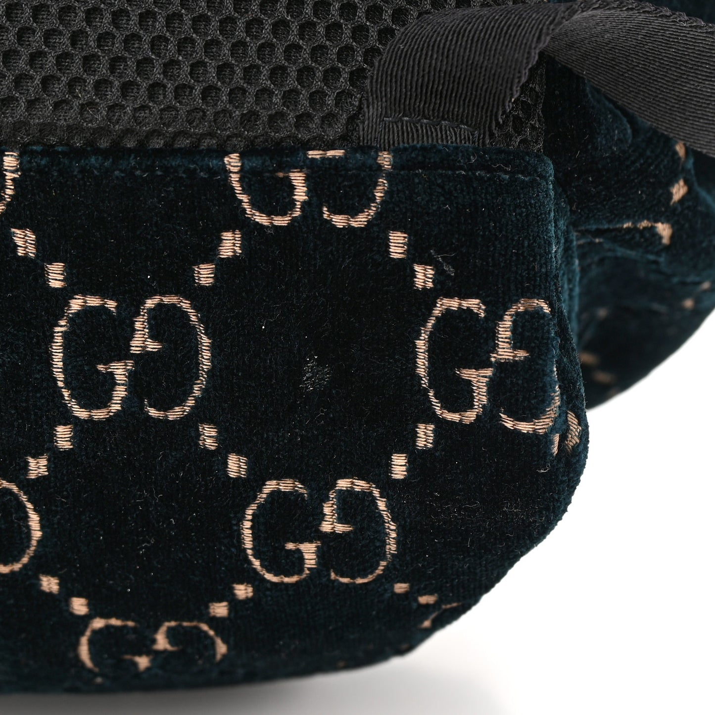 Velvet GG Monogram Web Medium Double Buckle Backpack Blue Beige Black