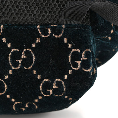 Gucci Velvet GG Monogram Web Medium Double Buckle Backpack Blue Beige Black 11 of 16