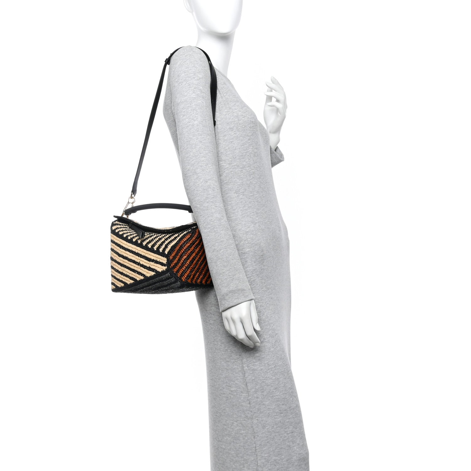 Loewe Raffia Calfskin Small Puzzle Edge Bag Natural Honey Gold 2 of 9