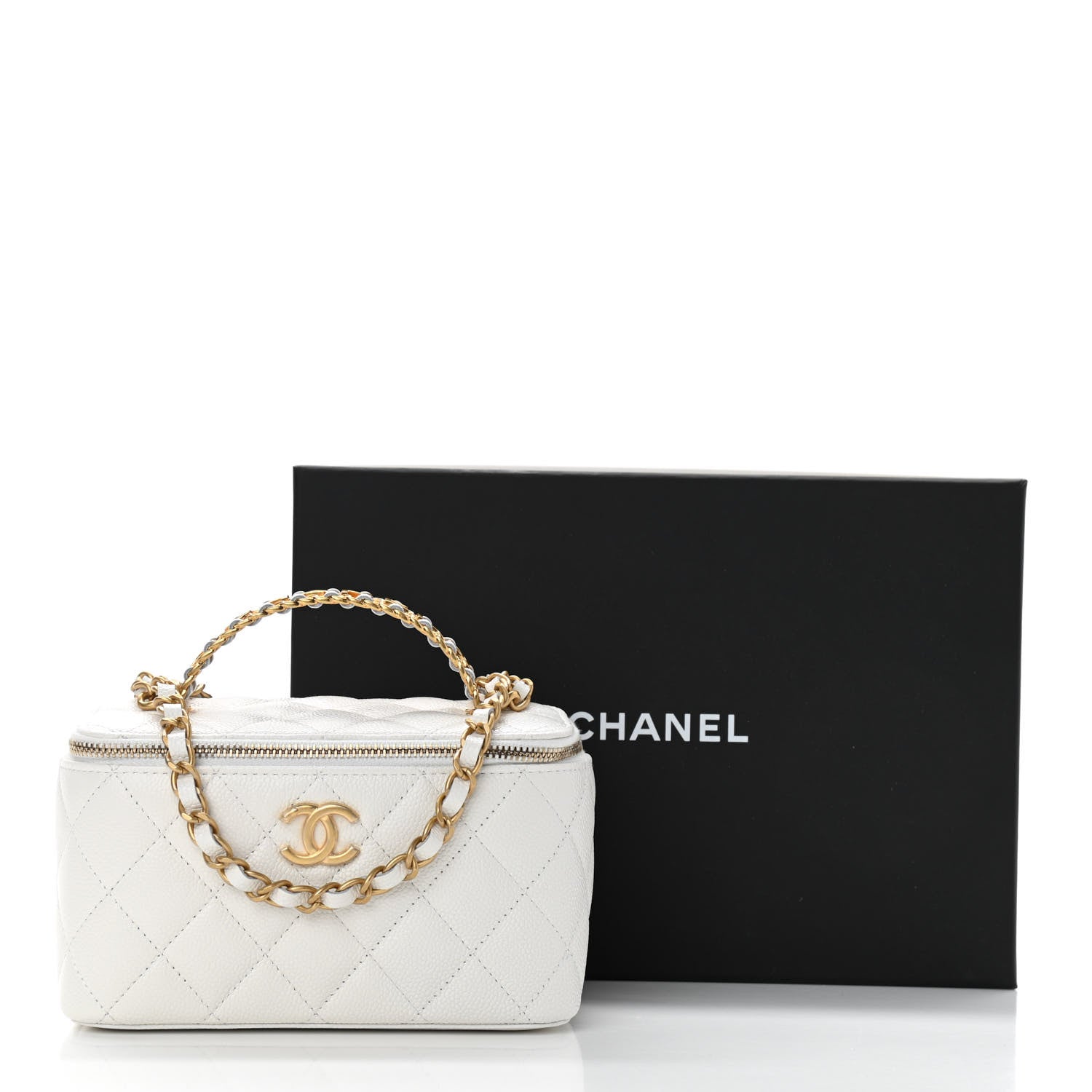 Chanel Shiny Caviar Quilted Pick Me Up Vanity Case White 12 of 12