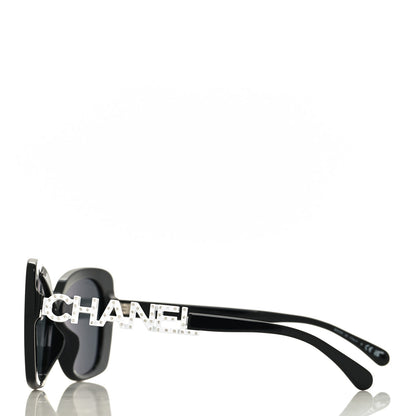 Chanel Acetate Strass Square Sunglasses 5422-B Black White 3 of 8