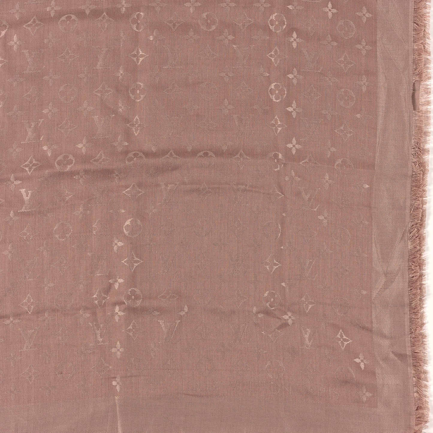Silk Wool Monogram Classic Shawl Kraft