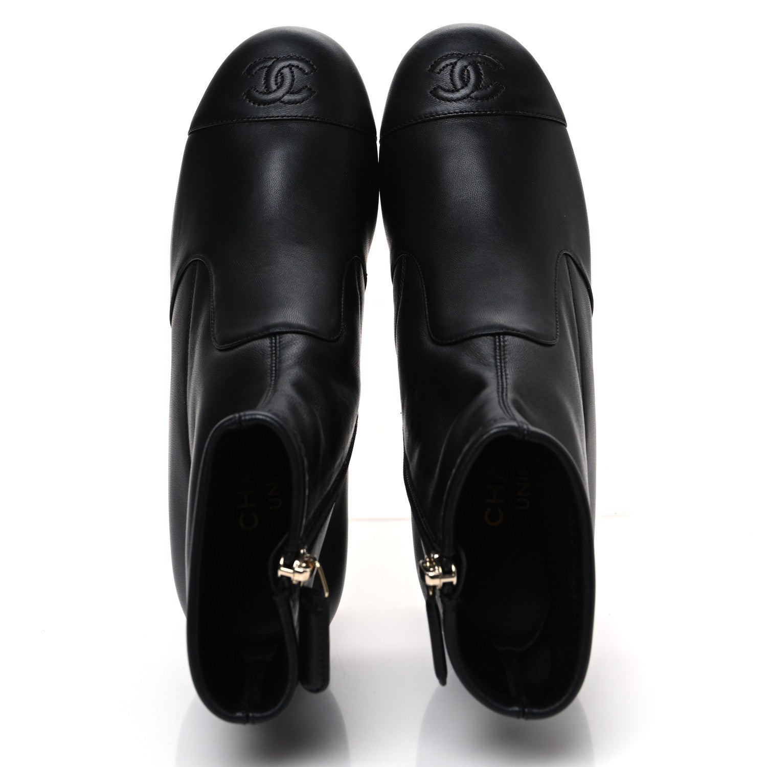Chanel Stretch Lambskin Cap Toe CC Short Boots 36.5 Black 2 of 10