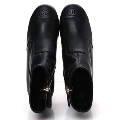 Chanel Stretch Lambskin Cap Toe CC Short Boots 36.5 Black 2 of 10