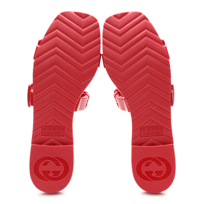 Gucci Rubber Womens Slide Sandals 36 Hibiscus Red 6 of 10