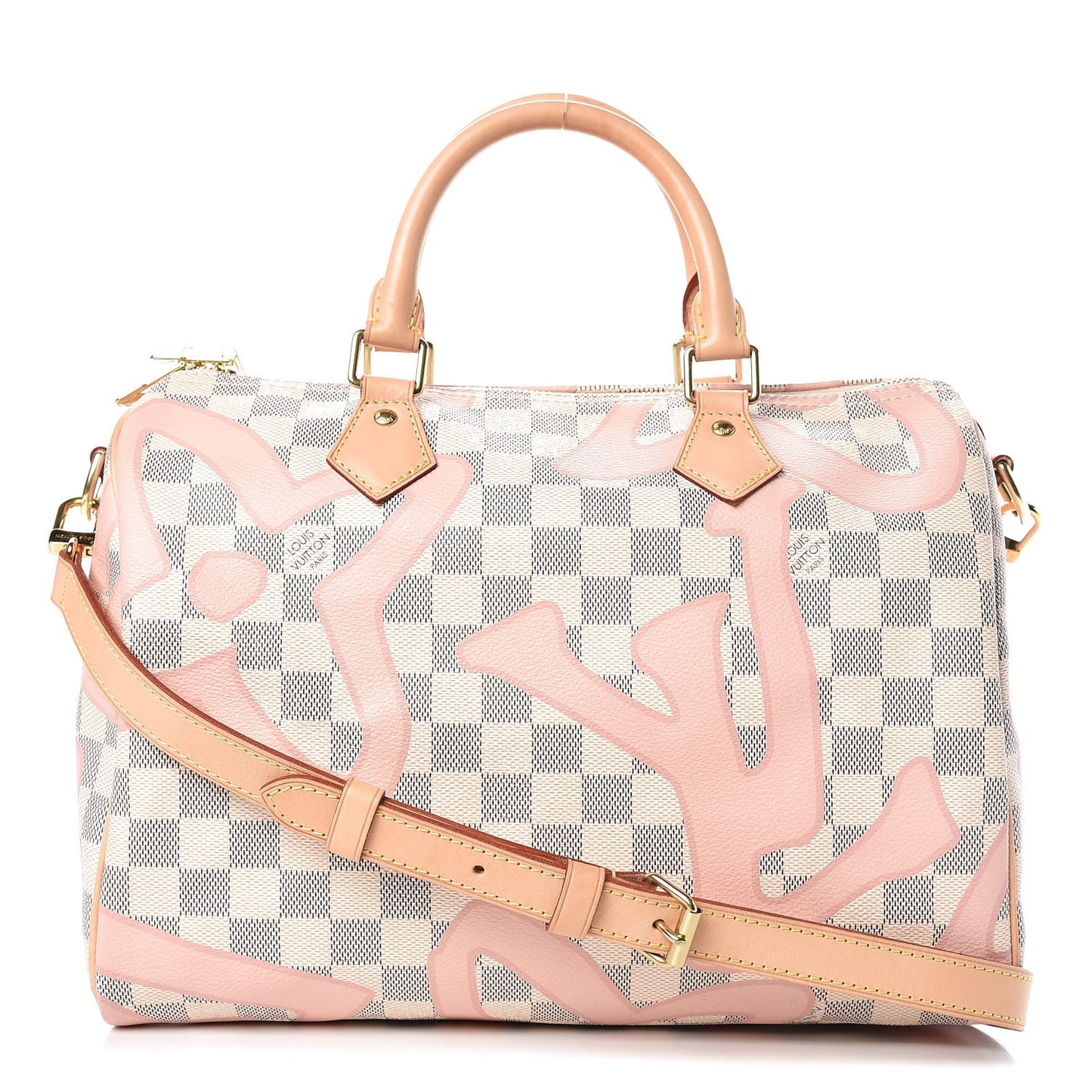 Damier Azur Tahitienne Speedy Bandouliere 30 Rose Ballerine