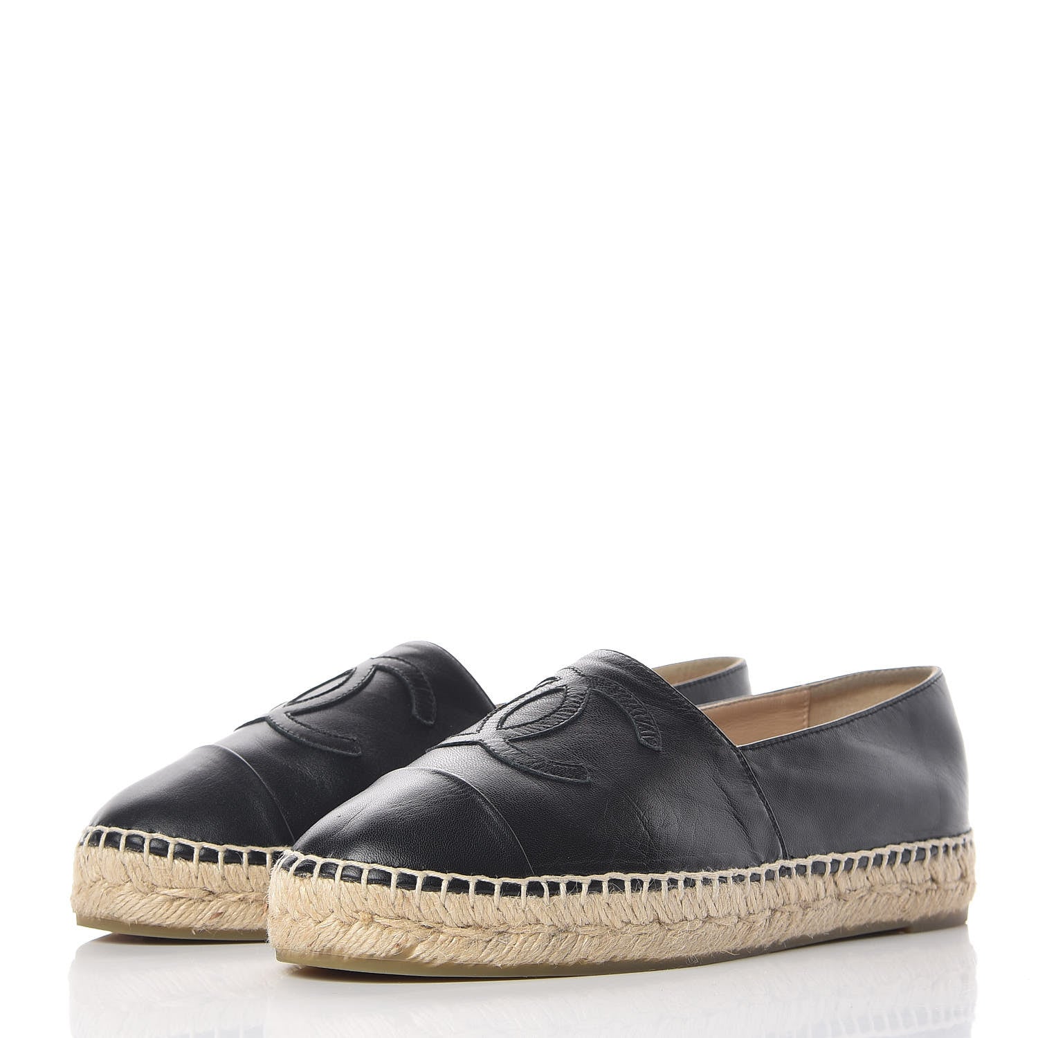 Chanel Lambskin CC Espadrilles 38 Black 3 of 9