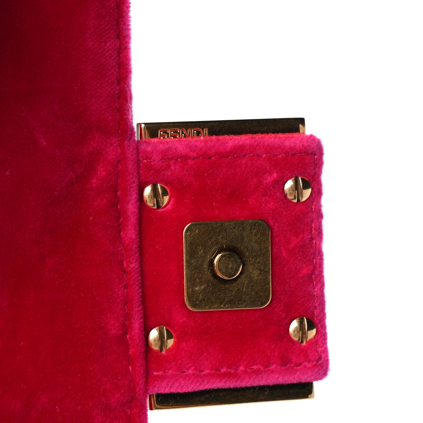 Velvet FF Embossed Hip Belt Baguette Bag Fuxia