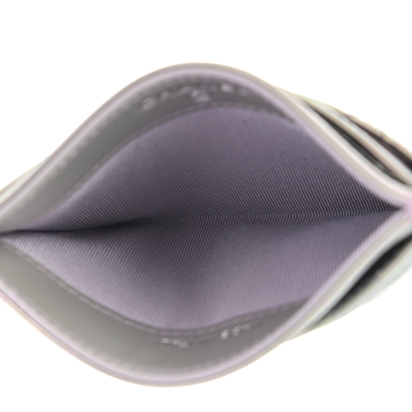 Iridescent Calfskin Quilted Card Holder Light Purple