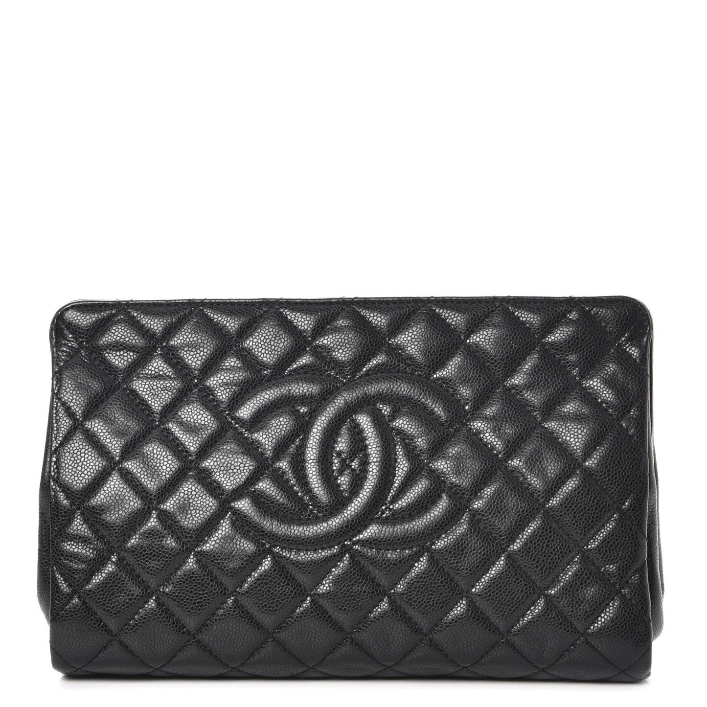 Caviar Quilted CC Large Clutch Black
