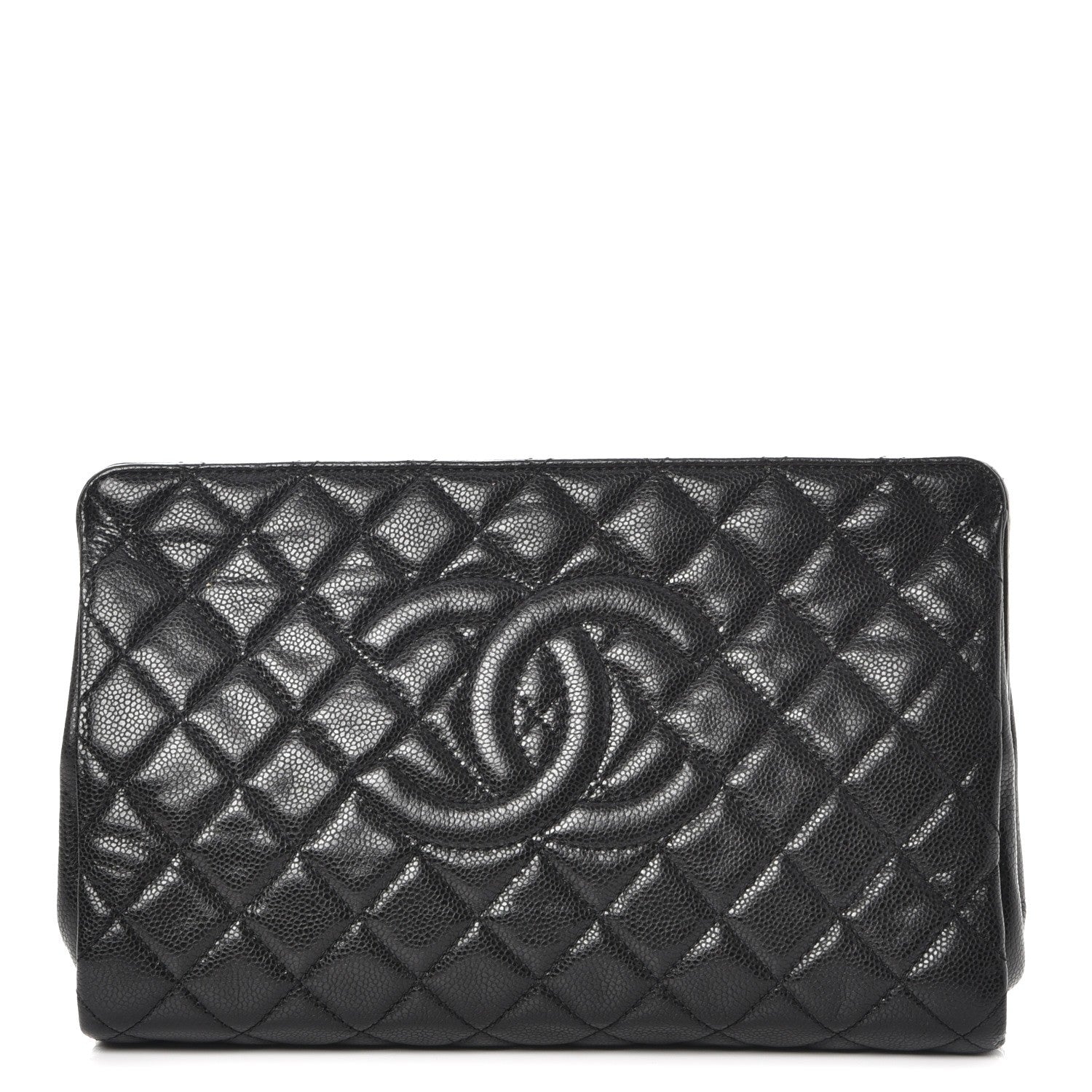 Chanel Caviar Quilted CC Large Clutch Black 1 of 8