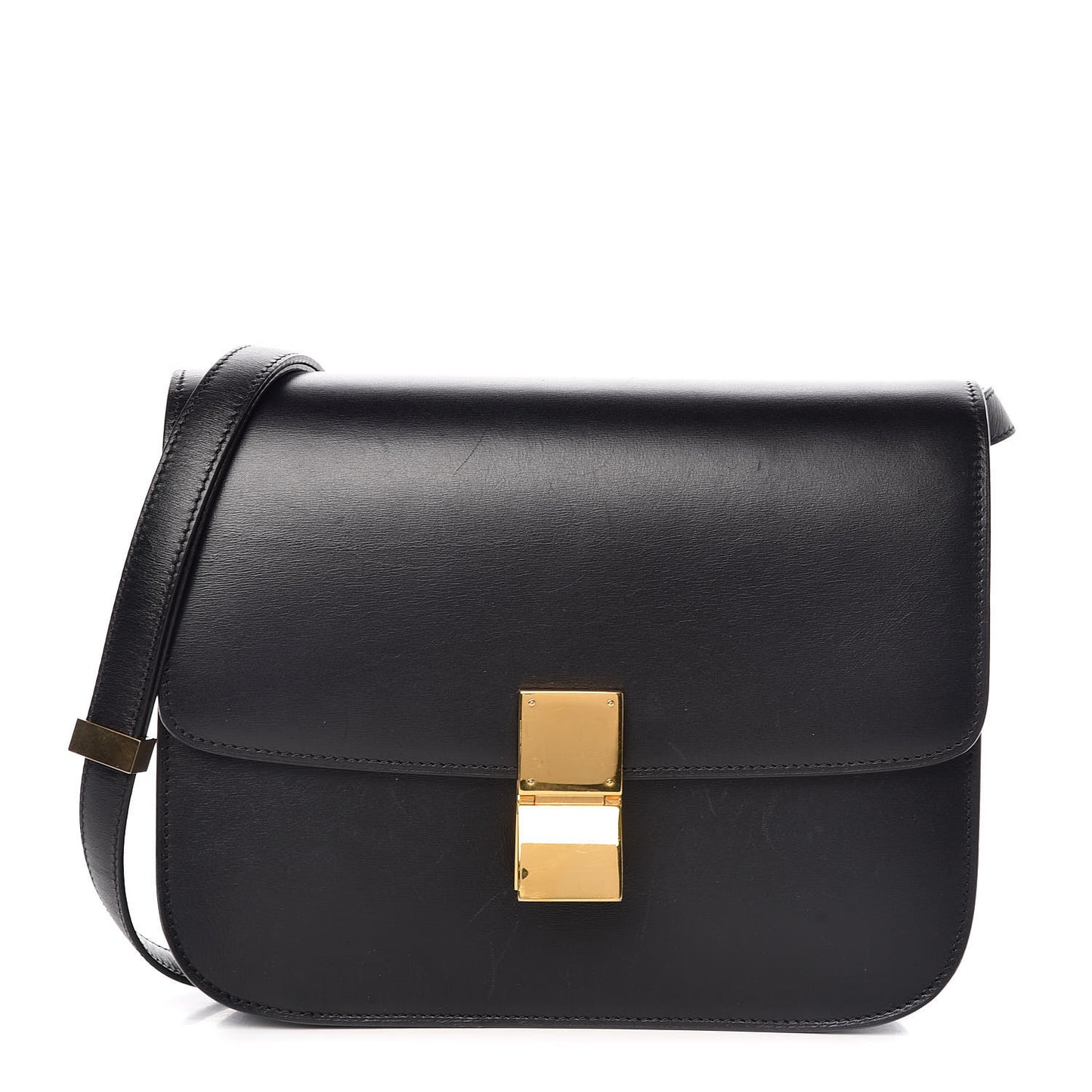 Box Calfskin Medium Classic Box Flap Bag Black
