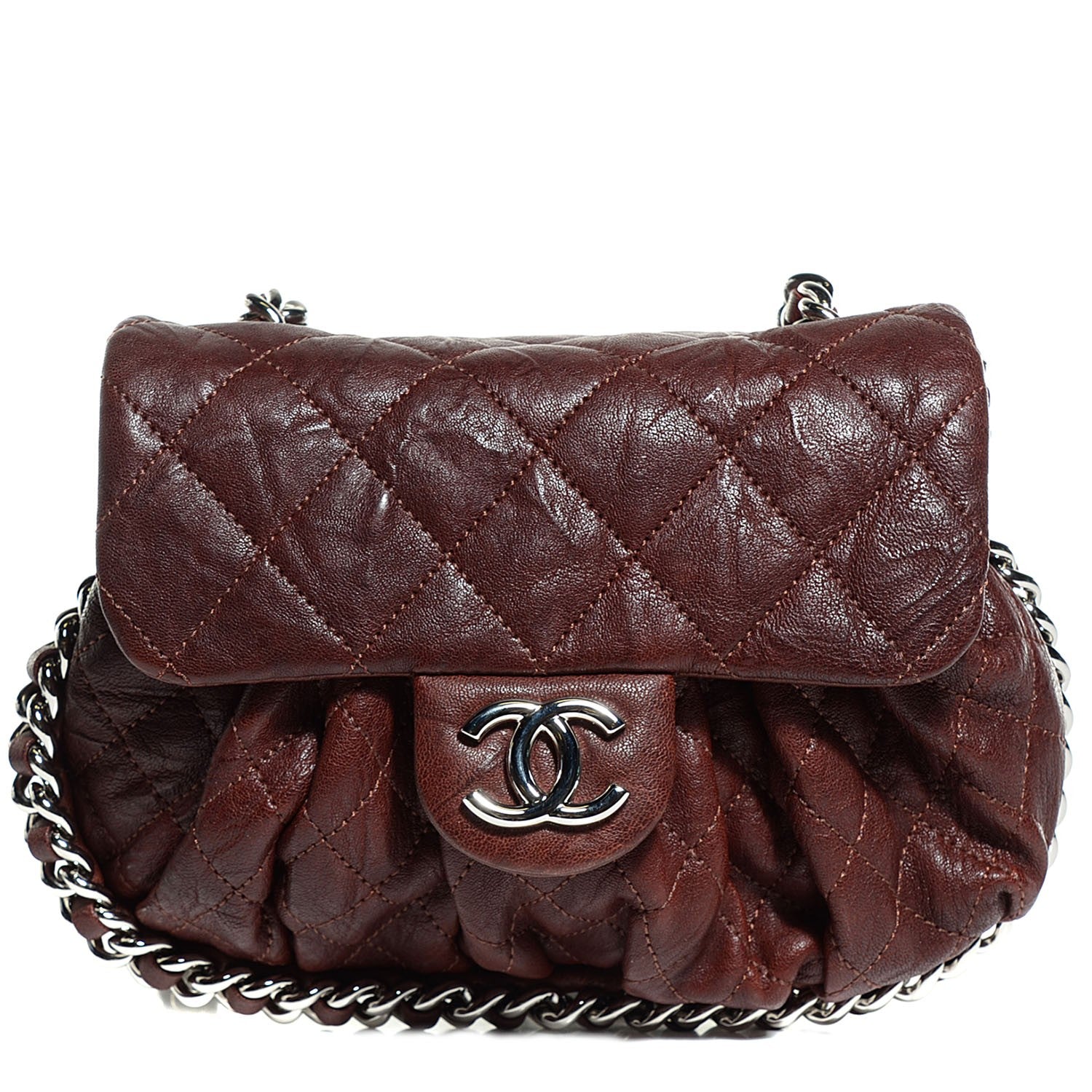 Chanel Washed Lambskin Mini Chain Around Messenger Brown 1 of 8