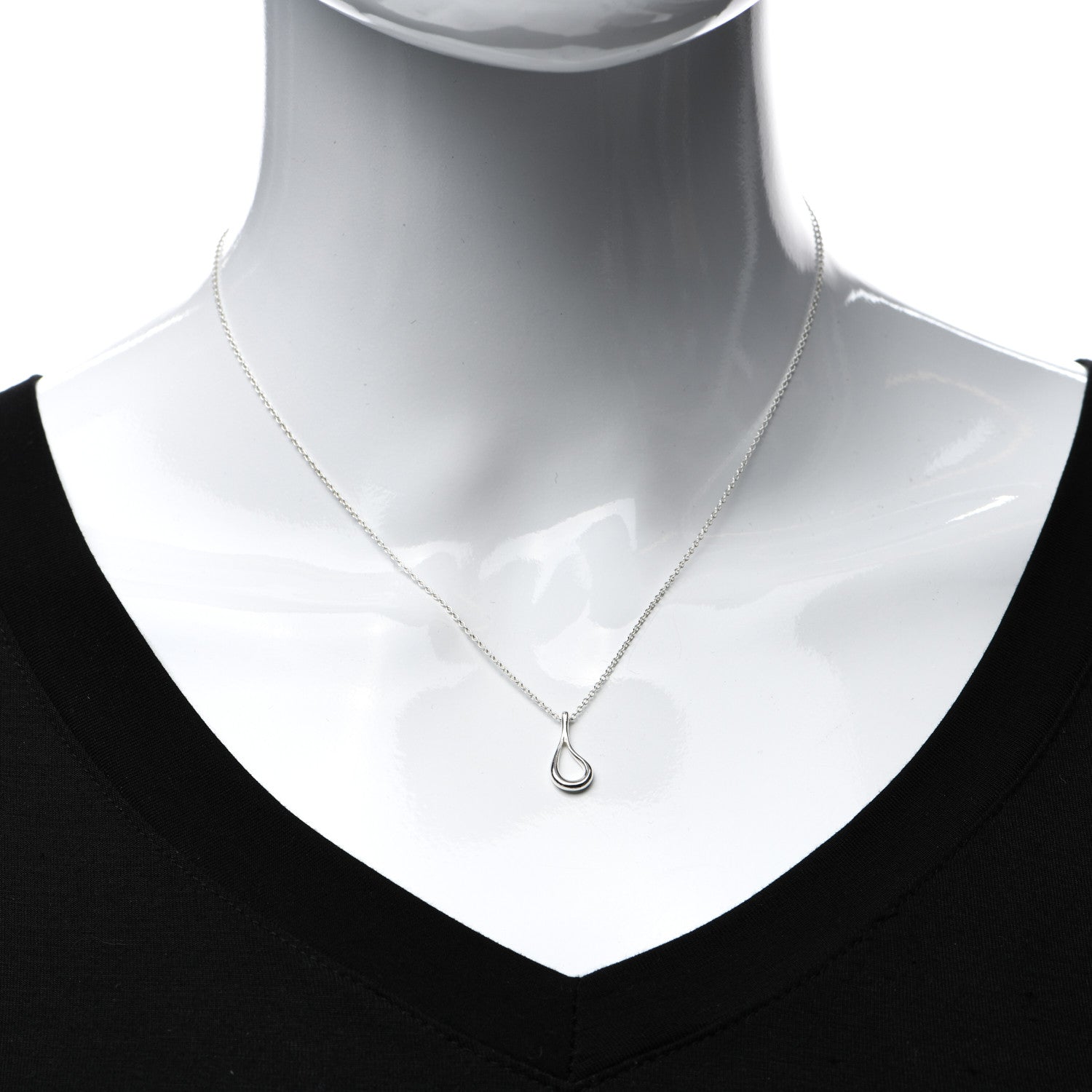Tiffany Sterling Silver Elsa Peretti Open Tear Drop Pendant Necklace 2 of 4