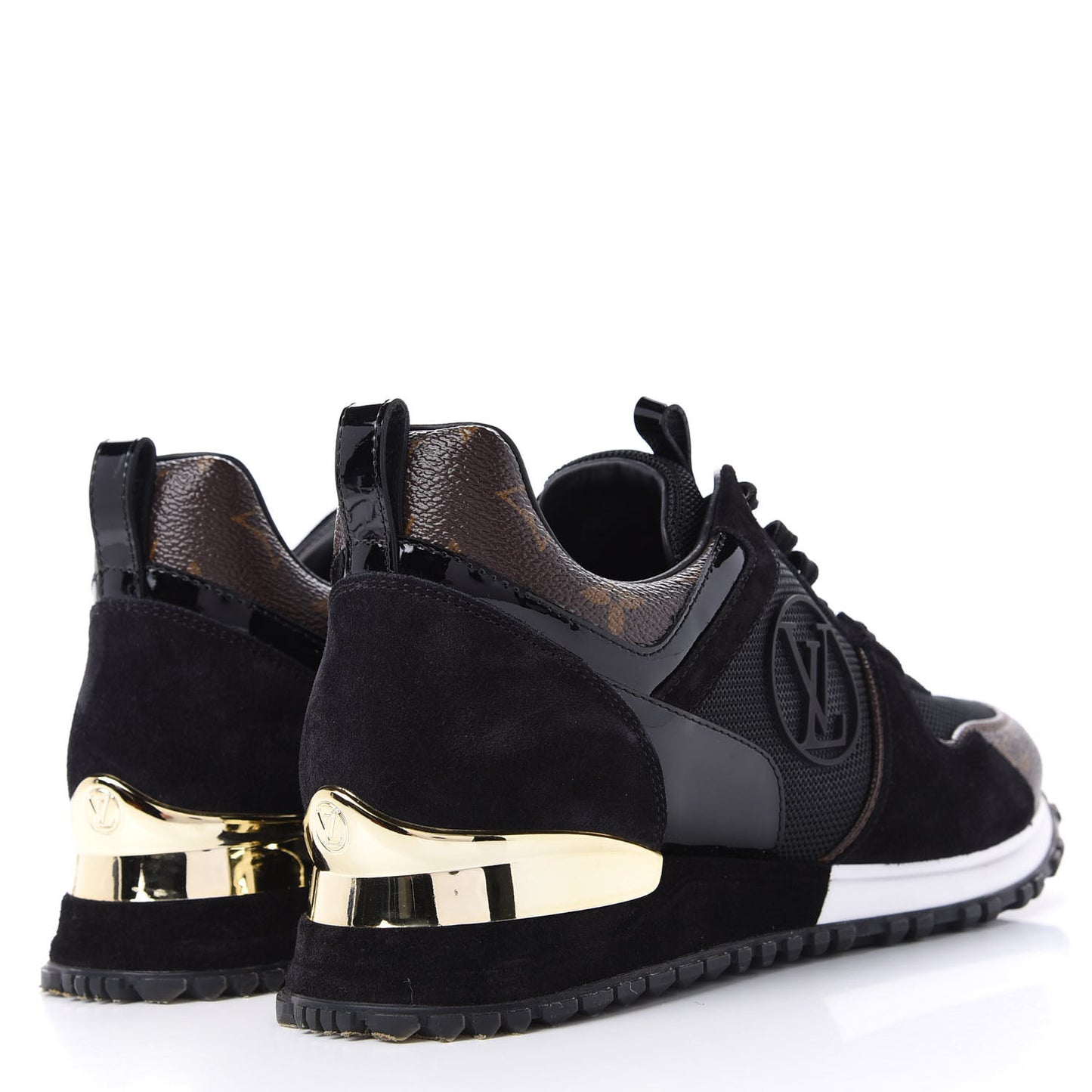Suede Monogram Run Away Sneakers 37.5 Black