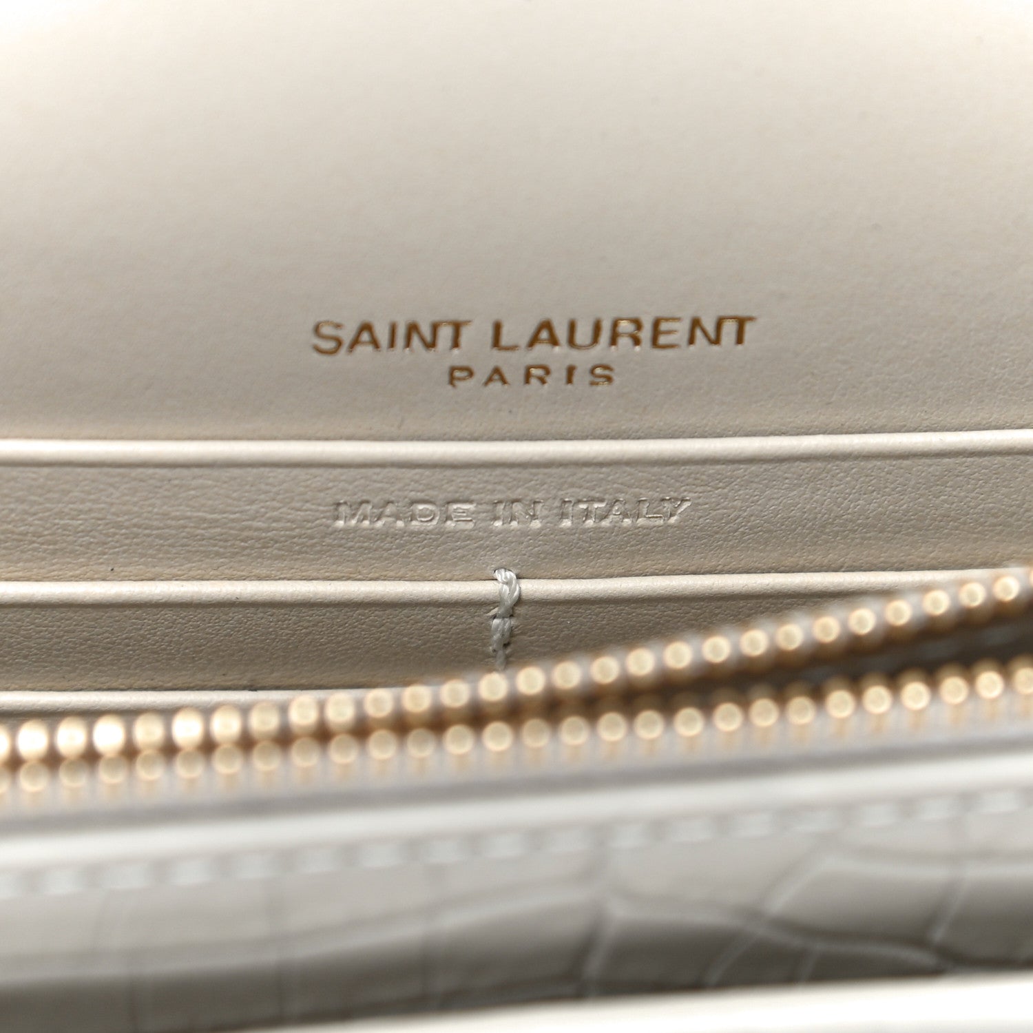 Saint Laurent Calfskin Crocodile Embossed Monogram Sunset Chain Wallet Blanc Vintage 6 of 10