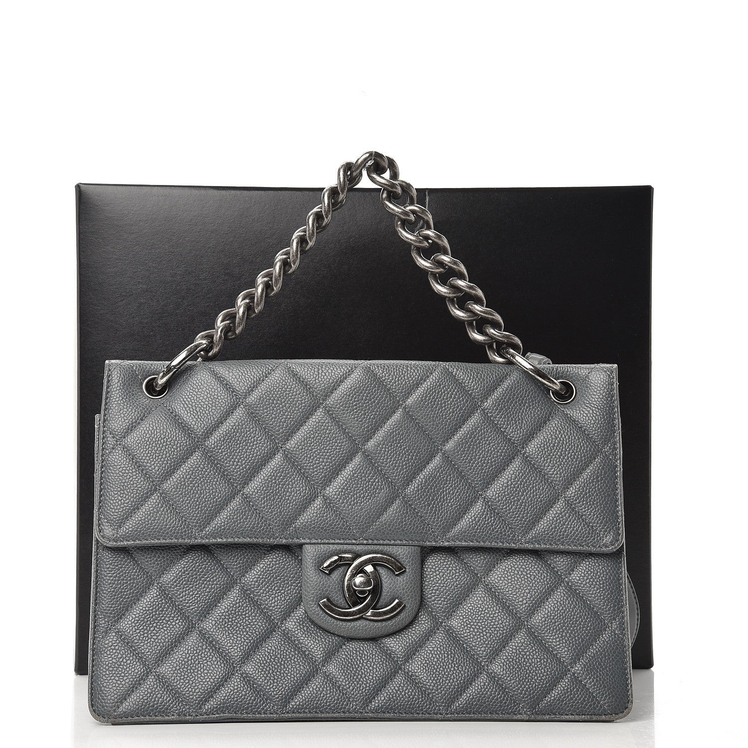 Chanel Caviar Quilted Large Retro Class Flap Grey 15 of 15