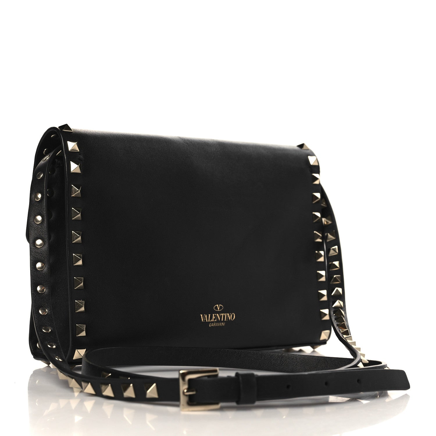 Valentino Garavani Vitello Medium Rockstud Flip Lock Crossbody Bag Black 3 of 8