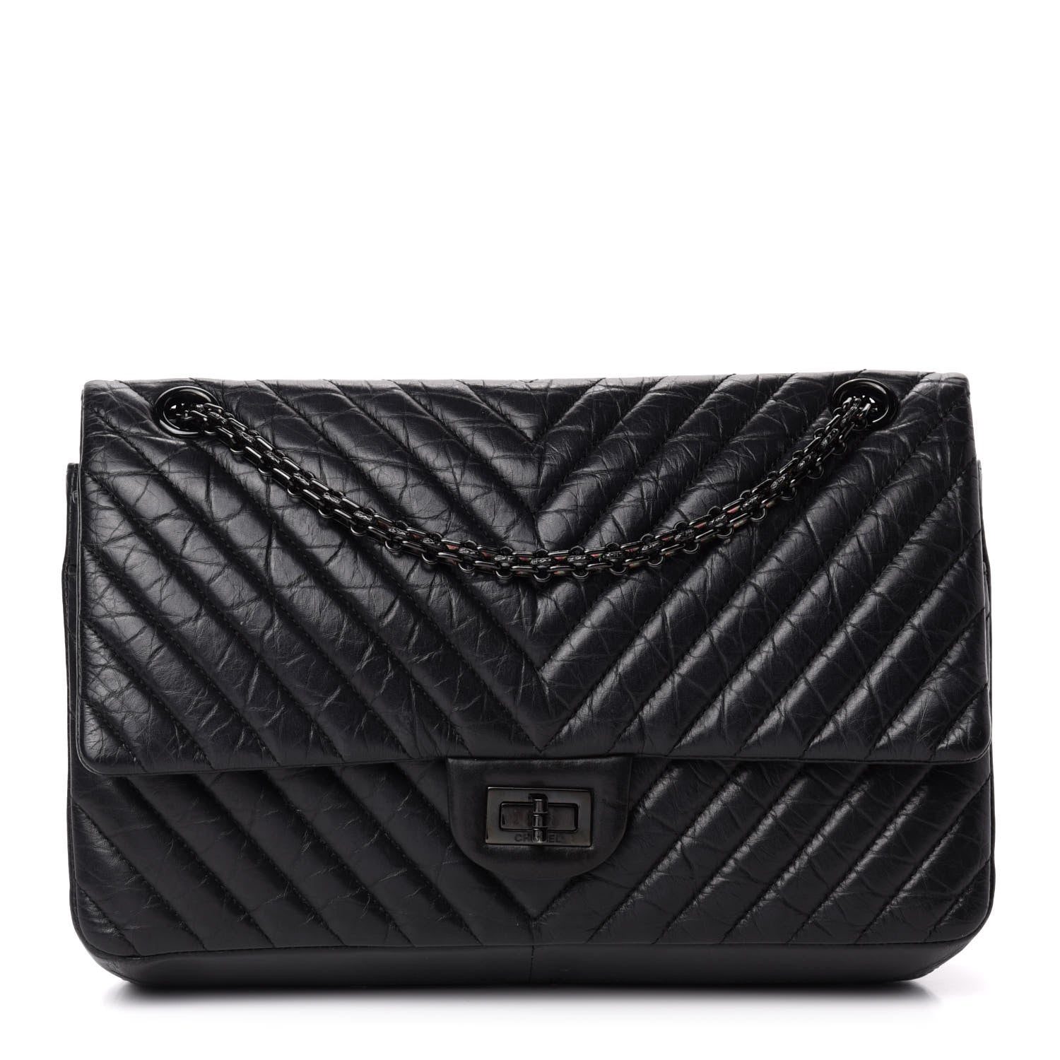 Chanel Aged Calfskin Chevron Quilted 2.55 Reissue 226 So Black 1 of 15