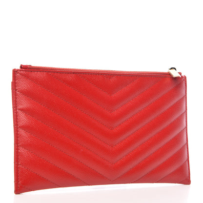 Saint Laurent Grain De Poudre Chevron Monogram Bill Pouch Bandana Red 3 of 8
