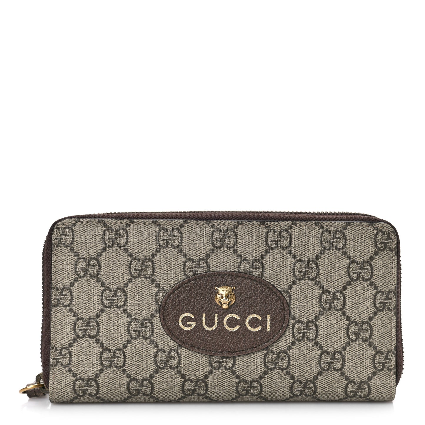 GG Supreme Monogram Neo Vintage Zip Around Wallet Beige Crop New Acero