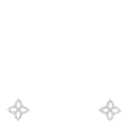 Roberto Coin 18K White Gold Diamond Pave 8mm Princess Flower Small Stud Earrings 1 of 3