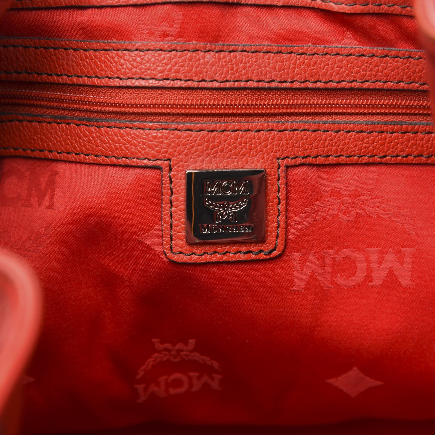 Grained Calfskin Studded Drawstring Bucket Bag Red